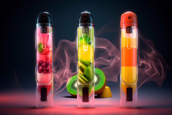 Ilustrasi tren rasa liquid vape tahun 2025 dari buah dingin hingga creamy lokal